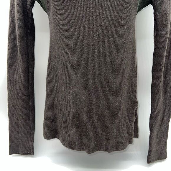 Gucci Olive and Brown Long Sleeve Ribbed Knit Top Shirt Made in Italy-Size L - Picture 4 of 12